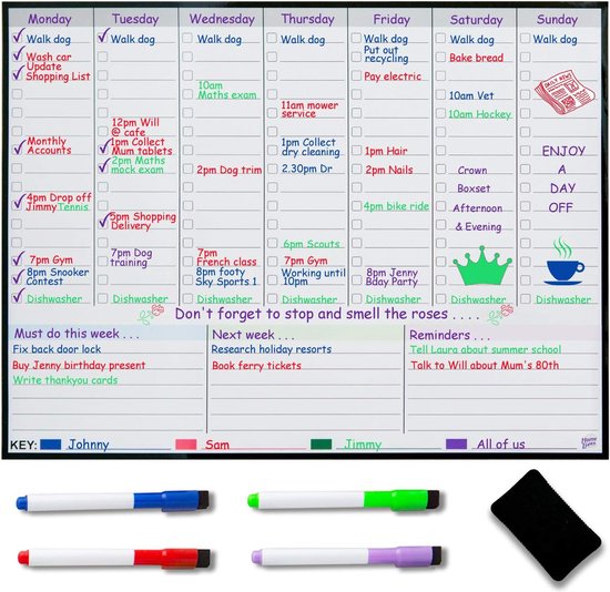 Planificateur de repas hebdomadaire magnétique et stylo à effacer