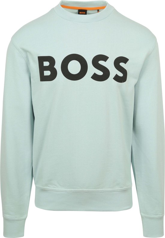 BOSS - Trui Logo Turqouise - Heren - Maat XXL - Comfort-fit