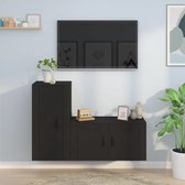 vidaXL TV-meubelset - Klassiek ontwerp - Trendy en praktisch - Stevig bewerkt hout - Voldoende opbergruimte - Wandgemonteerd - Zwart - 80x34.5x40 cm - 40x34.5x80 cm - Kast