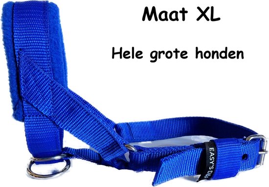 Hoofdhalster hond - Anti trek - Gevoerd - Maat XL - Blauw - Antitrek hoofdhalster hond - Hoofdhalster hond - Antitrek hond - Trainingshalsband