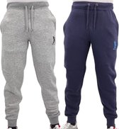 Hitman - 2-Pack - Joggingbroek Heren - Heren Trainingsbroeken- Katoen - 1 x Licht Grijs en 1 x Blauw - Maat L