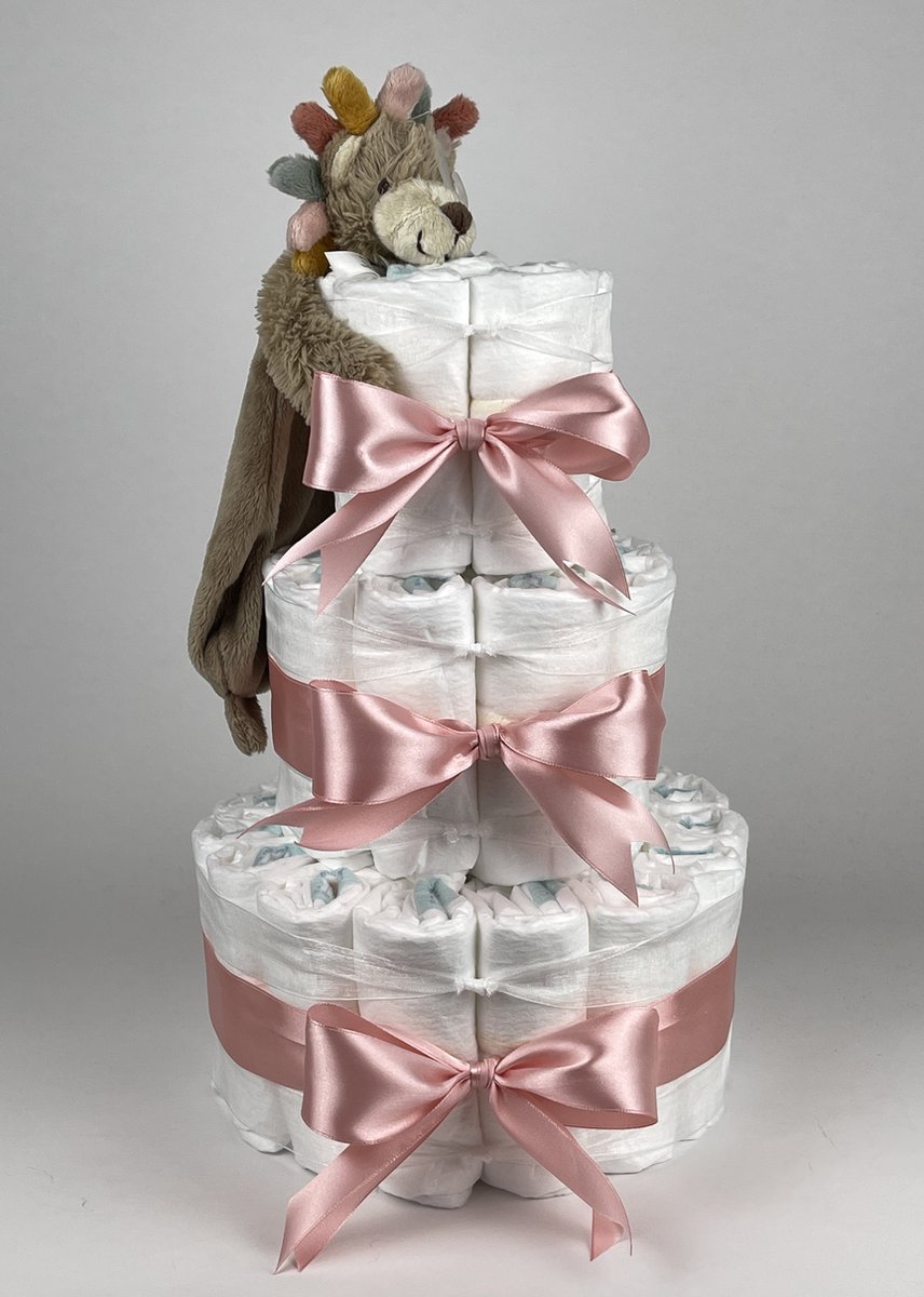 Goedkoopste Chouette-Chouette | Luiertaart Meisje | Kraamcadeau | Geboorte Meisje | Babyshower | Tuttle Leeuw Leon donker Poeder Roze