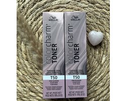 DUOPACK - Wella Color Charm Toner - T50 - Pink Blossom - Creme Toner - Wella Toner - Lichtblond - Pink hair - Roze haar - As blond