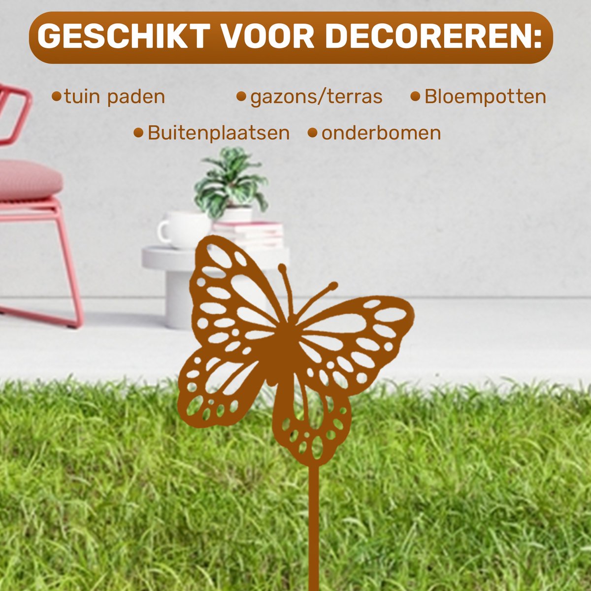 5 Stuks Tuindecoratie Kip, Acryl Tuinsteker Tuinbeeld Standbeeld voor Buitentuin Patio Gazon