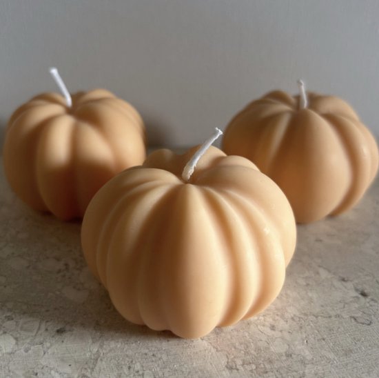MinaCasa - Oranje Pompoen geurkaarsenset - Pumpkin Spice geur - 3 delig - herfst - Pumpkin - woondecoratie