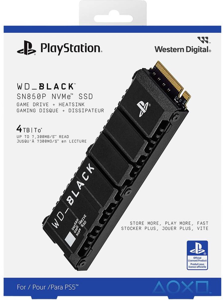 Disque SSD interne WD_BLACK SN850 NVMe 1 To (Sous licence officielle pour  consoles PS5) Noir - SSD internes