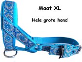 Gentle leader - Gevoerd - Maat XL - Licht blauw - sneeuw vlokjes - Antitrek hoofdhalster hond - Hoofdhalster hond - Antitrek hond - Trainingshalsband