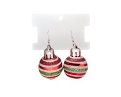 Plux Fashion Kerstbal Oorbellen - Rood/Groen - Gestreept - 3cm/6cm - Dames - Heren - Rode/Groene Oorbellen - Christmas Earrings - Kerst Oorbellen - Hanger Oorbellen - Christmas Bauble Earrings - Sieraden Cadeau - Luxe Style - Kerst - Black Friday