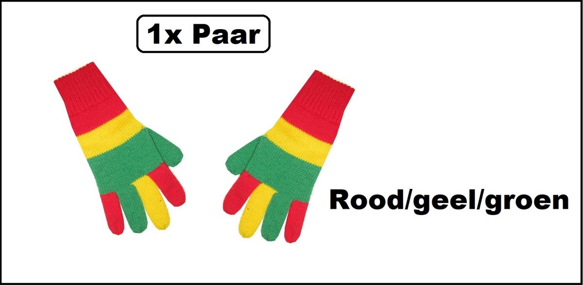 Handschoen rood/geel/groen volwassen