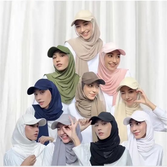 Hijab Pet - Hijab - Pet - Afstelbaar - Hoofddoek - Grijs - Chiffon - Polyester