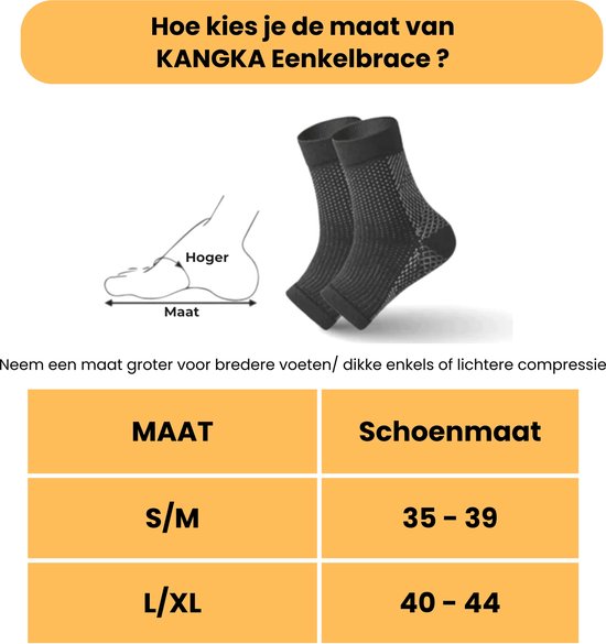 KANGKA Enkelbrace - Enkel Bandage - Voet brace - Enkel Brace - Enkelsteun - Enkelondersteuning - Zwart - Maat L/XL - Kangka