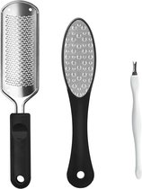 Bol.com 3 Delig - Professionele Voetvijl Set - Roestvrij Staal - Dubbelzijdige Eeltverwijderaar - Effectieve Pedicure Tool - Ges... aanbieding