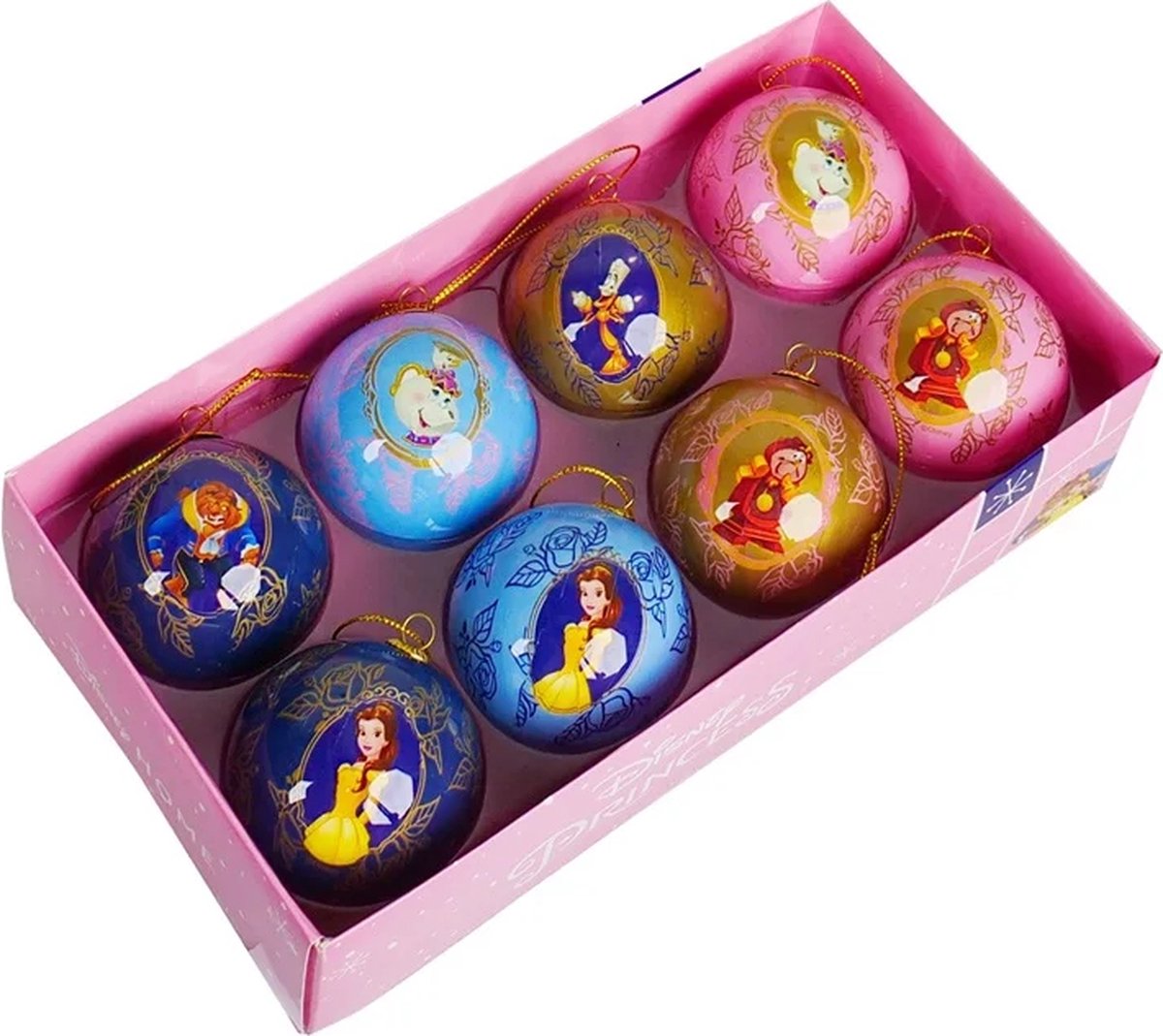 60 mm kerstballen box Disney Official. Belle en het Beest