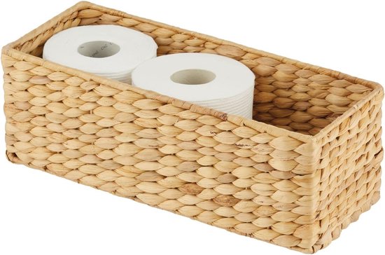 Natural Wicker Water Hyacinth Basket - Stackable Wicker Basket - Ideal Bathroom Storage - Bamboo