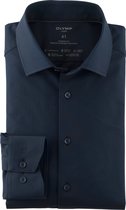 OLYMP Luxor 24/7 modern fit overhemd - popeline - marineblauw - Strijkvriendelijk - Boordmaat: 42