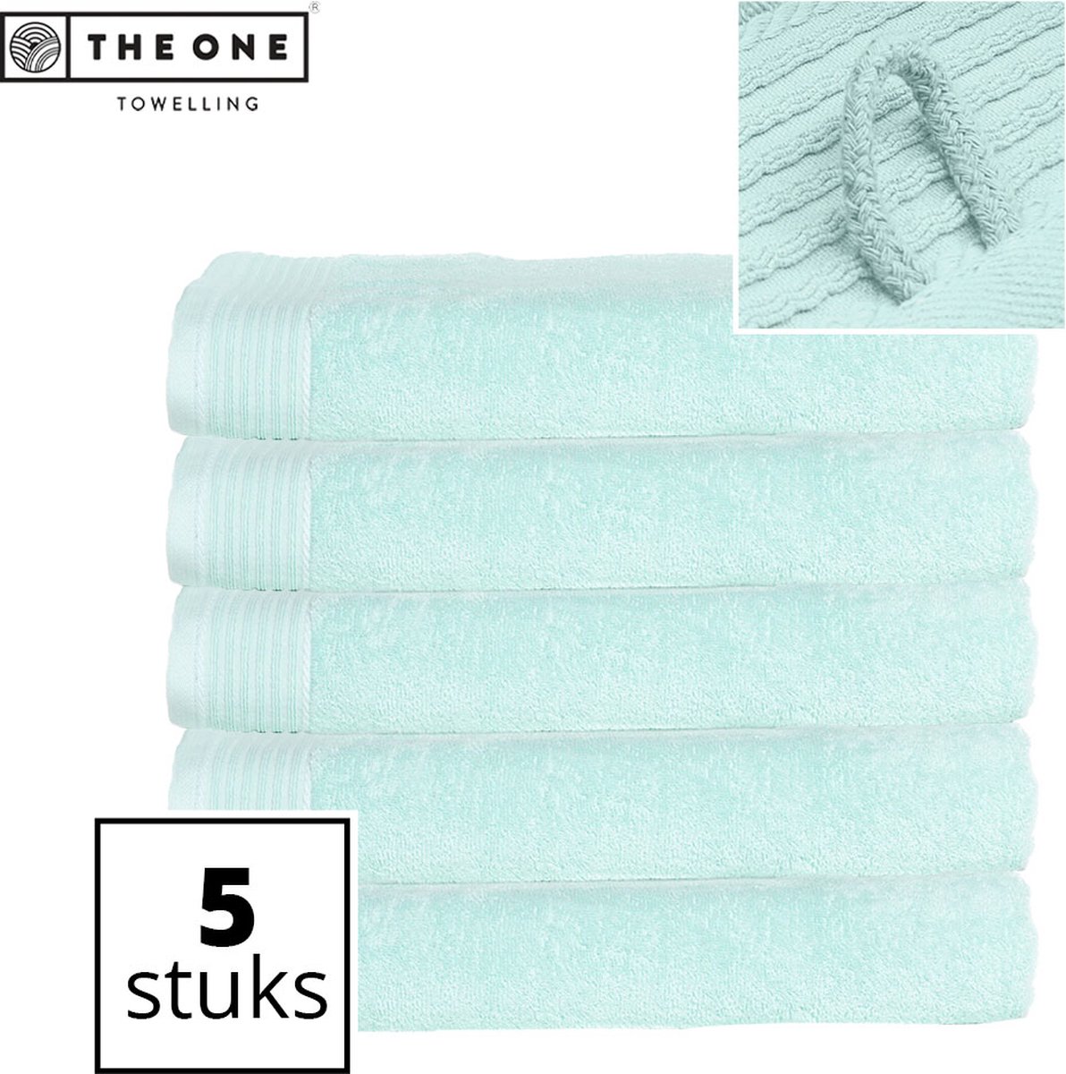 The One Towelling Classic Strandlakens - Voordeelverpakking - Hoge vochtopname - 100% Gekamd katoen - 100 x 180 cm - Mint - 5 Stuks