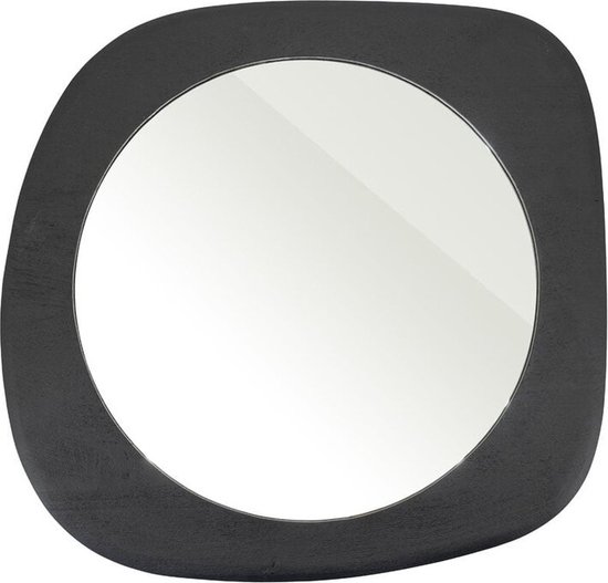 Spiegel - Wandspiegel - Ovaal - Asymmetrisch - mangohout - Hout - Zwart - 85 cm