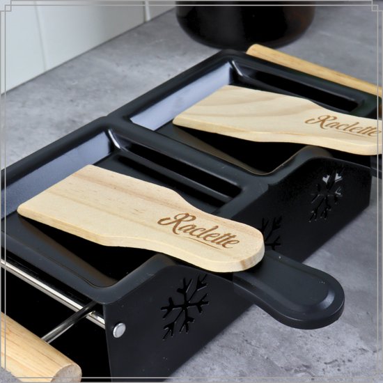 OTIX Raclette - Set 2 Personen - Kaas Grill - Goudmetstellen - Zonder Stekker - Zwart — afbeelding 4