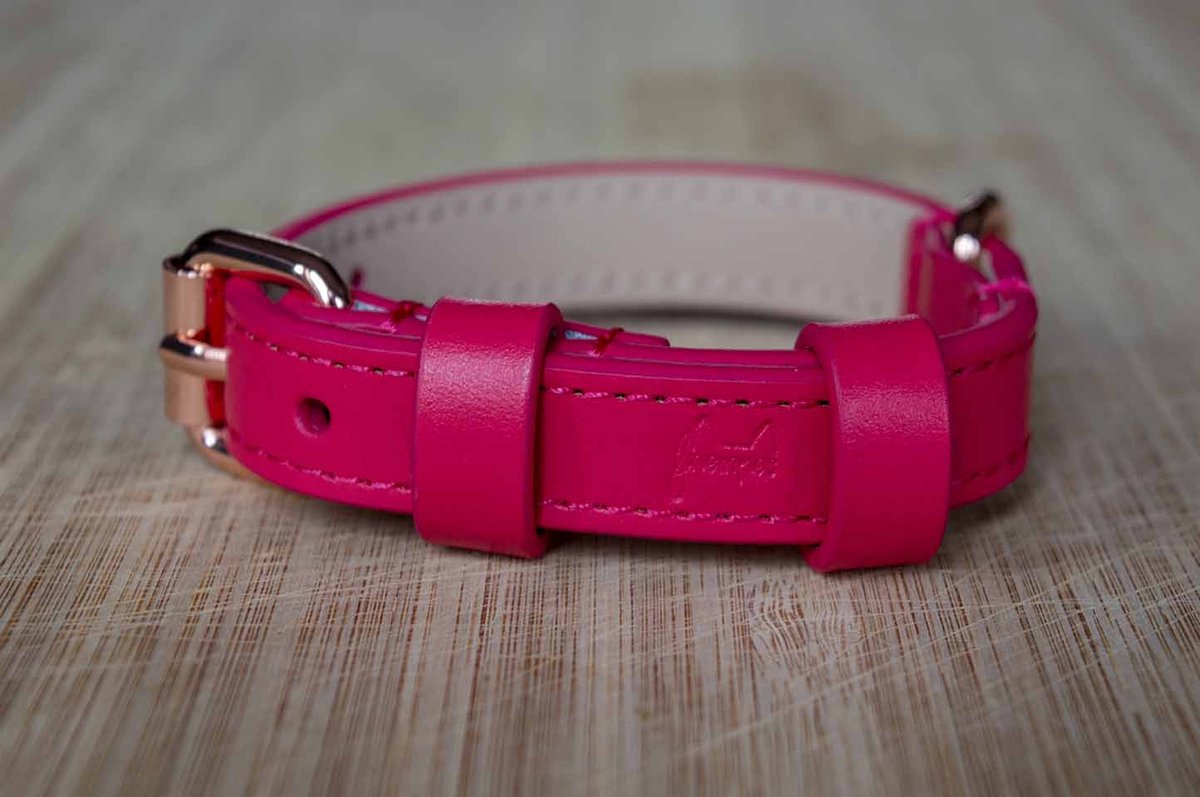 Friempies leren halsband fuchsia | L
