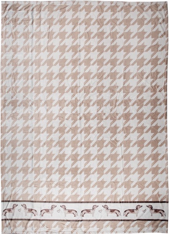 Plaid 130x170 cm Bruin Wit Polyester Teckels Deken