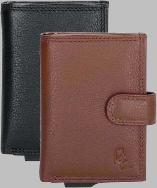 Smart Wallet - Leren Portemonnee Heren - Pasjeshouder Mannen - Portemonnee Jongens - Portefeuille Heren - RFID Beveiligd - Wax Pull-Up Leer - Zwart