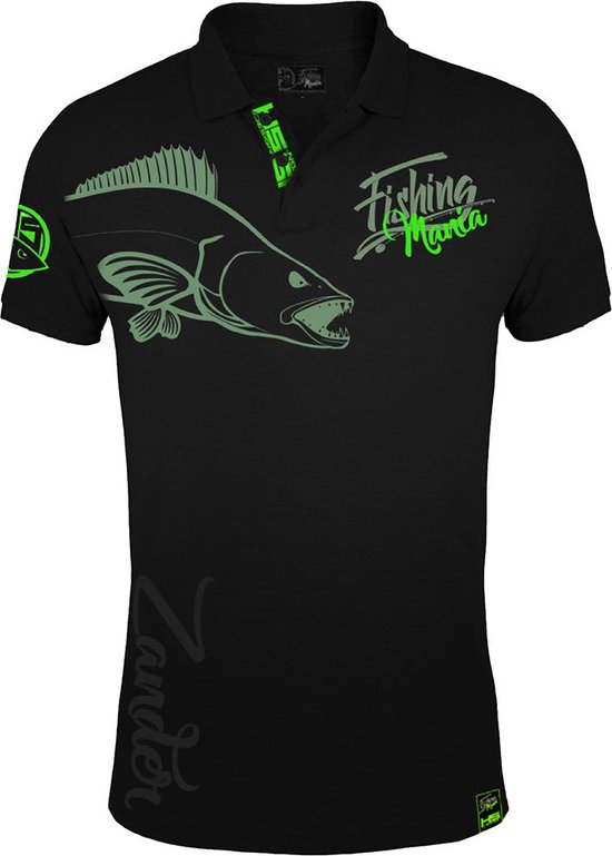 Hotspot Design Fishing Mania Zander Poloshirt Met Korte Mouwen Zwart 2XL Man