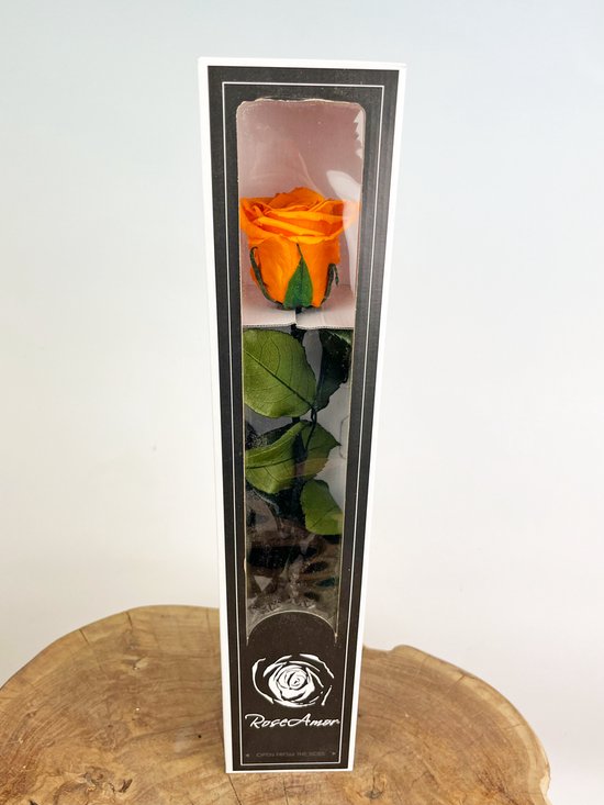 Longlife Roos 'oranje' in Giftbox | 30cm | Perfect Cadeau
