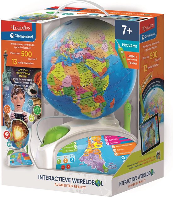 Education Clementoni - Interactieve Wereldbol - Wereldbol met Verlichting - Educatief Speelgoed - 7-12 Jaar