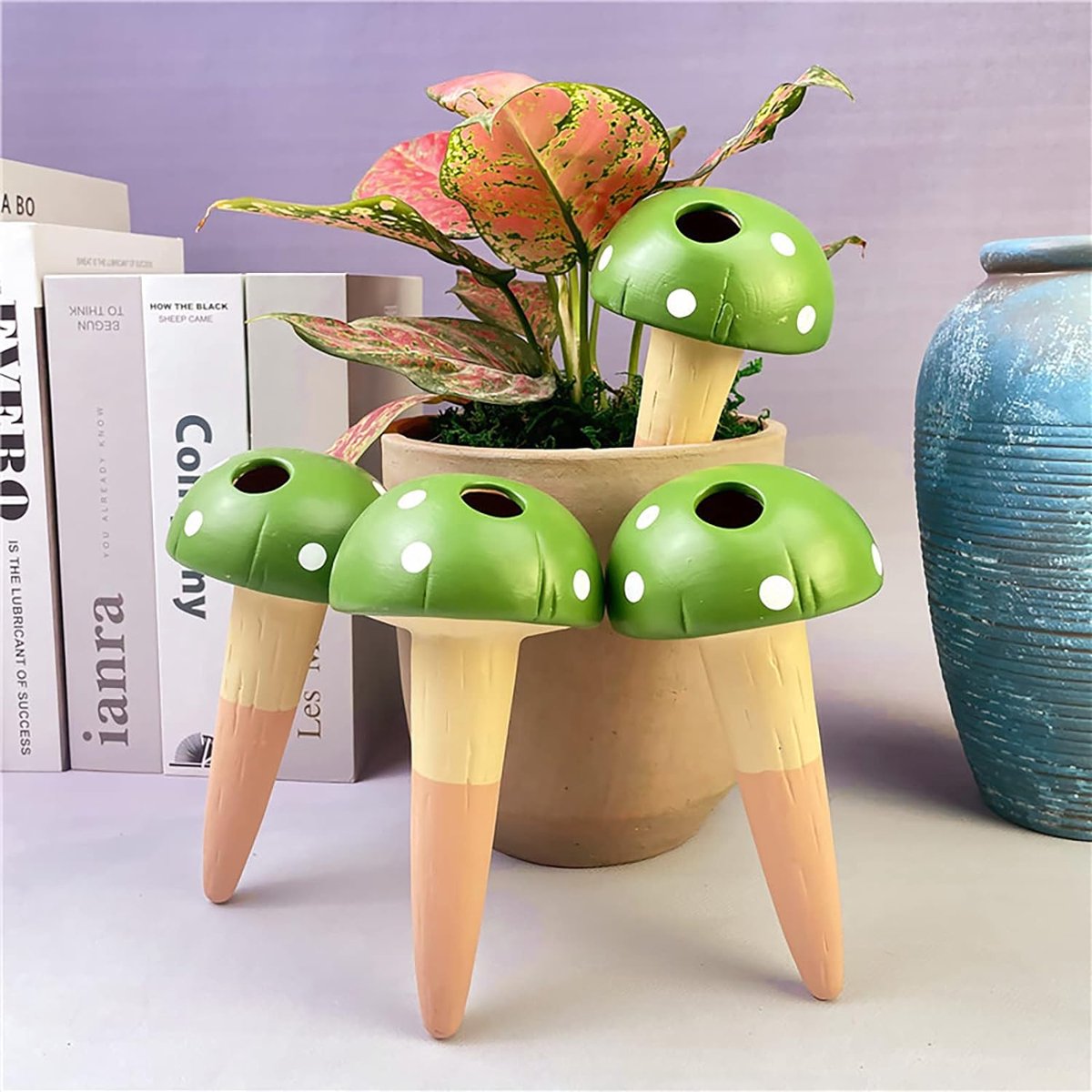 Lot De 4 Champignons Arrosage Automatique – Boules Irrigation Goutte à Goutte En Verre Soufflé, Plantes Intérieur Extérieur 1 Semaine