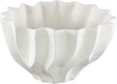 PTMD Merc Pot céramique White ondulé strié bas L