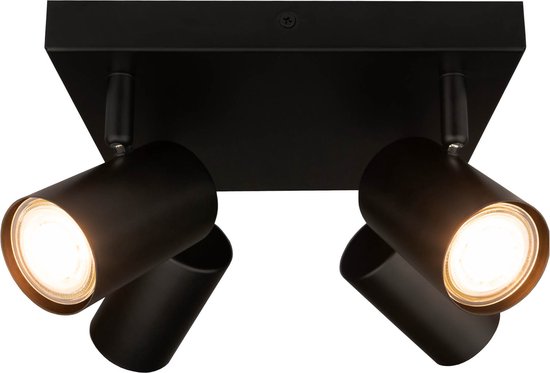Ledvion LED Plafondspot Zwart 4-lichts - Kantelbaar - Dimbaar - GU10 fitting – Opbouw