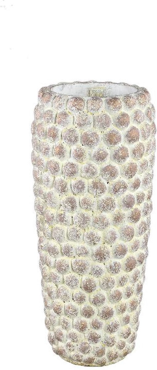 PTMD Bloempot Ruis - 22x22x50 cm - Cement - Creme