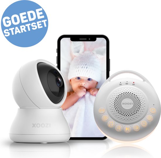 XOOZI STARTERSSET QT - Babyfoon met Camera en App - White Noise Machine - Baby Camera - Slaaptrainer - Complete Set met 32 Gb geheugenkaart - XOOZI