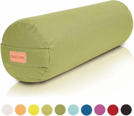 Gorilla Sports Yoga Bolster - Donker groen - 65 x 20 cm - Yoga kussen - Rond