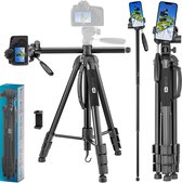 Studio Me Camera Statief 179 cm - Monopod - Horizontaal - Camera / DSLR / Telefoon Statief - Tripod Smartphone - Verstelbaar - Incl. Telefoonhouder - Telefoon Standaard