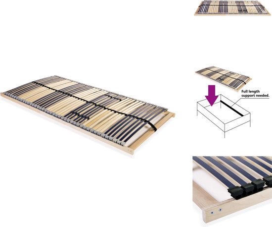 vidaXL Lattenbodem - Comfortabele bedbodem - 195 x 140 x 10 cm - Massief beukenhout - berkenhout - 7 comfortzones - SBS rubberen doppen - Verstelbaar - Eenvoudige montage - Geschikt voor 140 x 200 cm matras - Bed