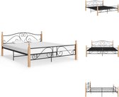 vidaXL Bedframe Livorno - Tweepersoonsbed - Metaal en Eikenhout - Zwart/Lichthout - Afmetingen- 210x207x90cm - Geschikt voor matras- 200x200cm - Montage vereist - Bed