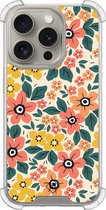 Casimoda® hoesje - Geschikt voor iPhone 15 Pro - Blossom - Shockproof case - Extra sterk - TPU/acryl - Multi, Transparant