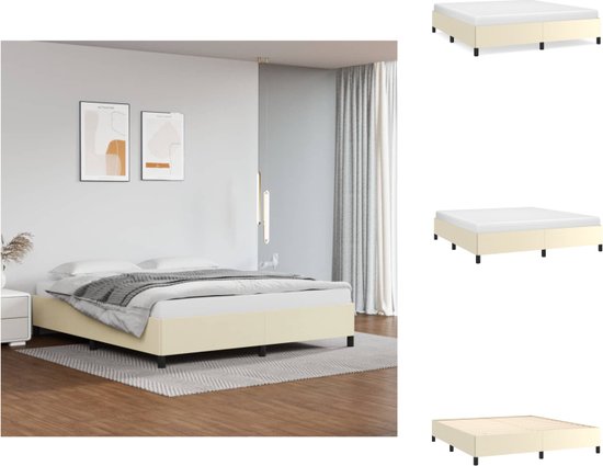vidaXL Bedframe Kingsize - Kunstleer - Crème - 203x163x35 cm - Stabiel en Duurzaam - Bed