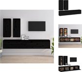 vidaXL Televisiemeubel - Klassiek design - Massief grenenhout - 100x30x35cm - 30x30x80cm - Zwart - Kast