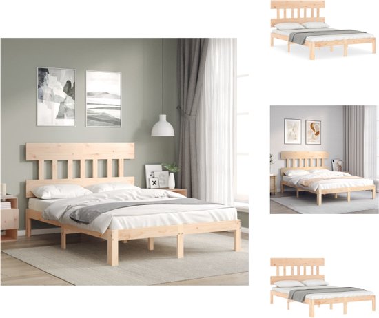 vidaXL Bed - Grenenhout - 203.5 x 123.5 x 81 cm - Multiplex lattenbodem - Bed