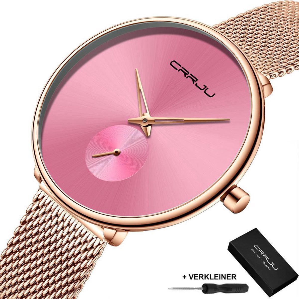 CRRJU® - Horloge Dames - Cadeau voor Vrouw - 40 mm - Rosé Roze