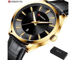 Curren - Horloge Heren - Cadeau voor Man - Horloges voor Mannen - 45 mm - Zwart Goud