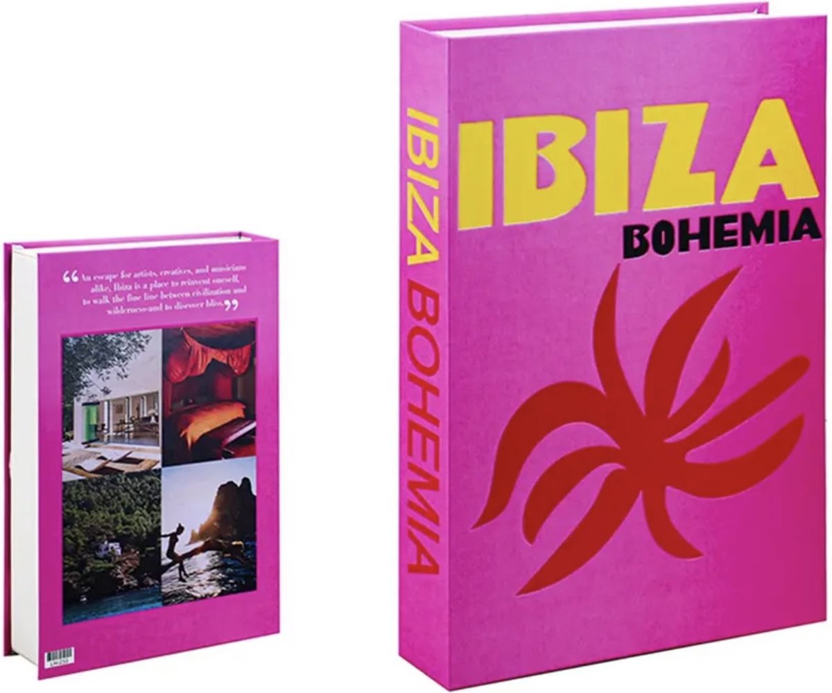 Opberg boek - Ibiza Bohemia - Roze- Opbergbox - Opbergdoos - Decoratie woonkamer - Boeken - Nep boek - Opbergboek