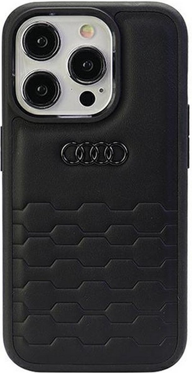Audi GT Leather Back Case - Geschikt voor Apple iPhone 15 Pro (6.1") - Zwart