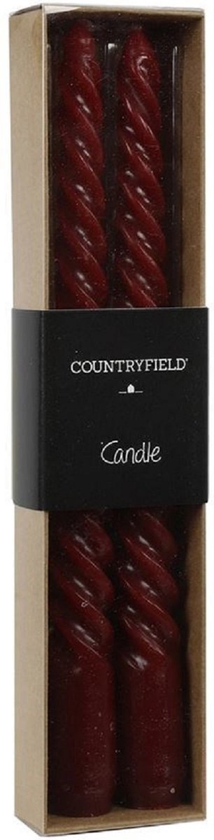 Countryfield - gedraaide kaars - 2 stuks - grijs - 20 cm