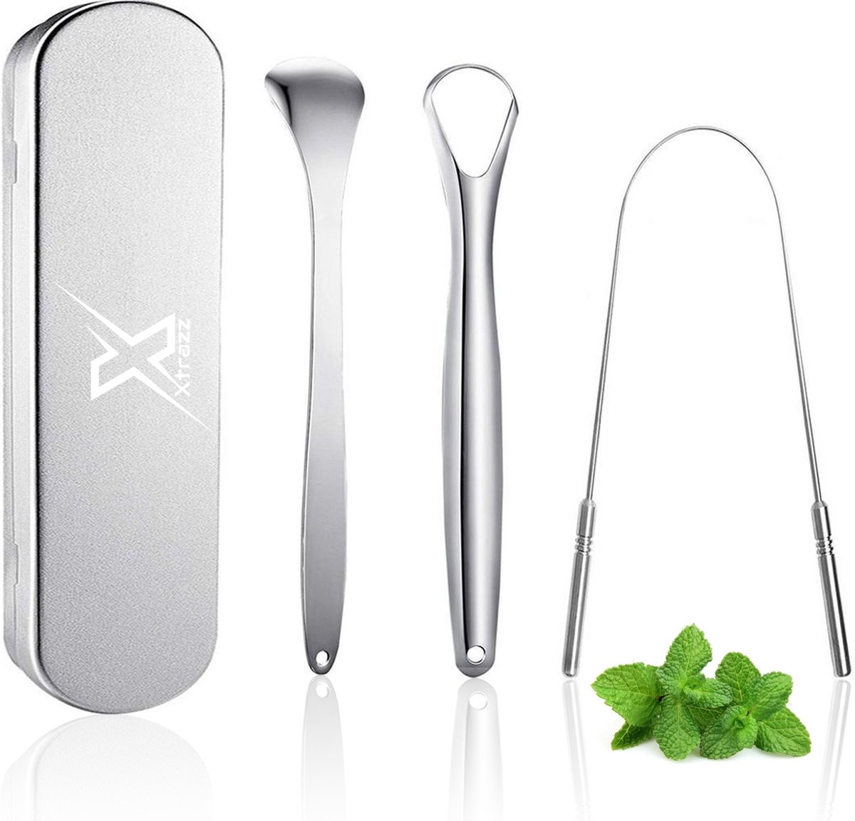Goedkoopste Xtrazz® RVS Tongschraper Set - 4 Stuks - Mondverzorging - Tongreiniger, Tongborstel - Tong Schraper - Tongue Scraper