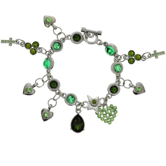 Bracelet à breloques Behave Green avec pierres