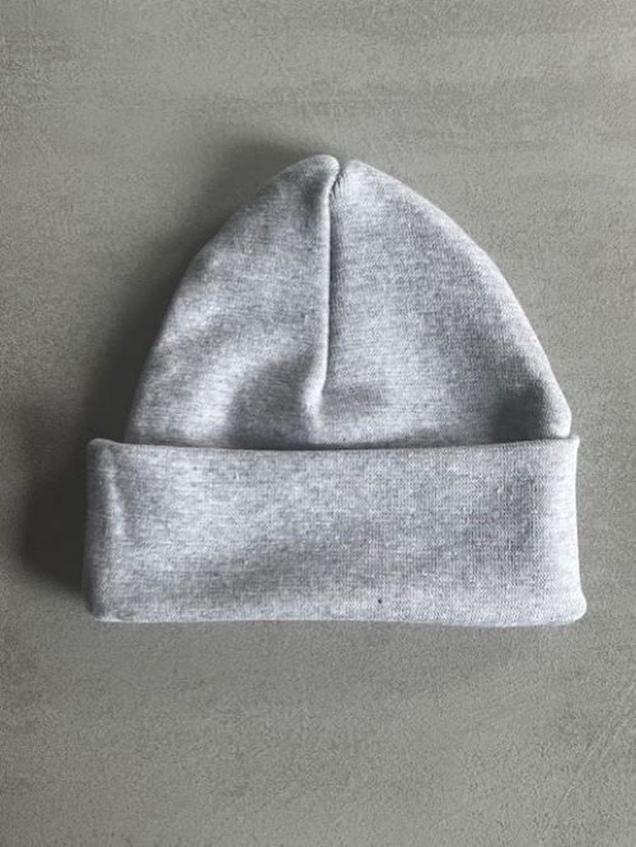 Goedkoopste Babymuts - gepersonaliseerd - met naam - Kleur Licht Grijs - maat 0-3 maanden - Baby - Muts - Kraamcadeau