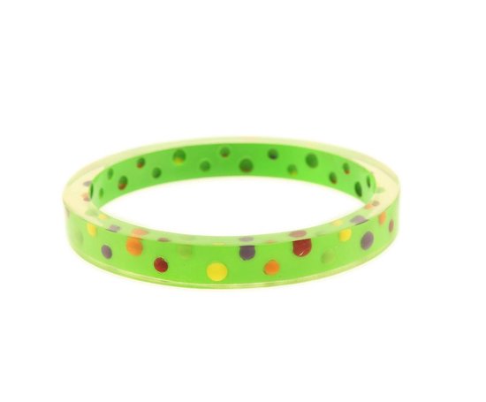 Behave Dames armband bangle groen met stipjes 22 cm